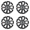 Puklice 14 Evo black&amp;silver pre Mitsubishi (strieborné) na ocelové disky. Pre kolesá o veľkosti R14 so živicovými samolepkami Mitsubishi (strieborné).