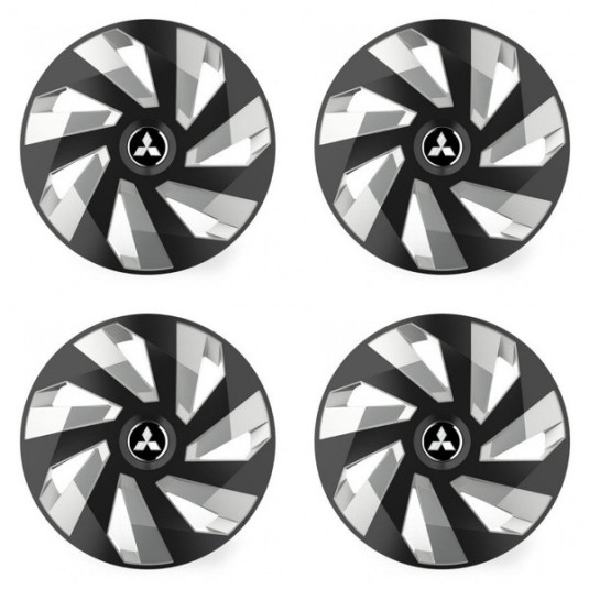 Puklice pre Mitsubishi (strieborné) 14 Vector RC black and silver
