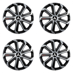 Puklice pre Mitsubishi (strieborné) 15 Evo black&silver