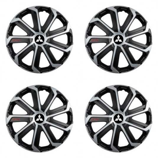 Puklice pre Mitsubishi (strieborné) 16 Evo black&silver