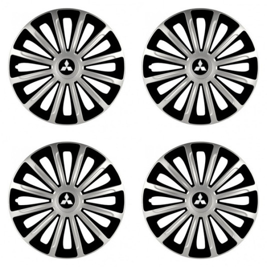 Puklice pre Mitsubishi (strieborné) 16 TREND silver and black