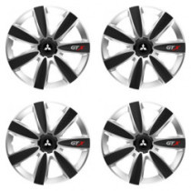 Puklice pre Mitsubishi (strieborné) 16 GTX CARBON silver/black