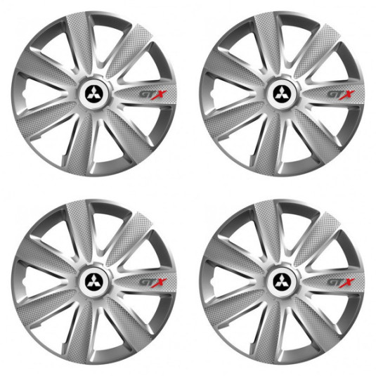 Puklice pre Mitsubishi (strieborné) 16 GTX CARBON silver