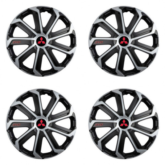 Puklice pre Mitsubishi (červené) 14 Evo black&silver