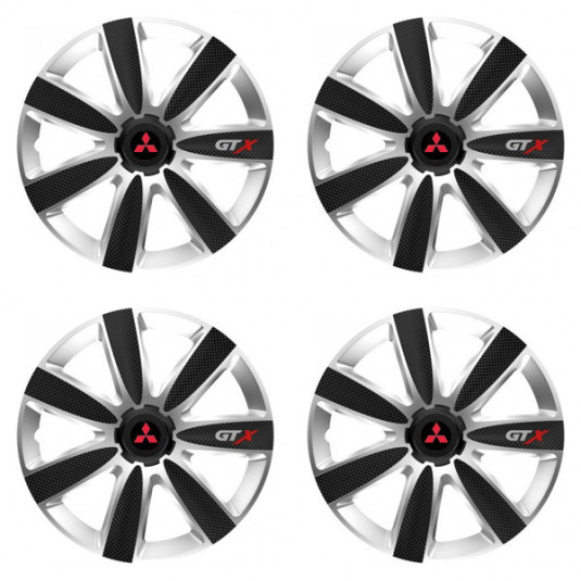 Puklice pre Mitsubishi (červené) 14 GTX CARBON silver/black