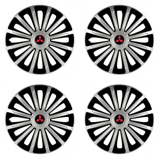 Puklice pre Mitsubishi (červené) 15 TREND silver and black