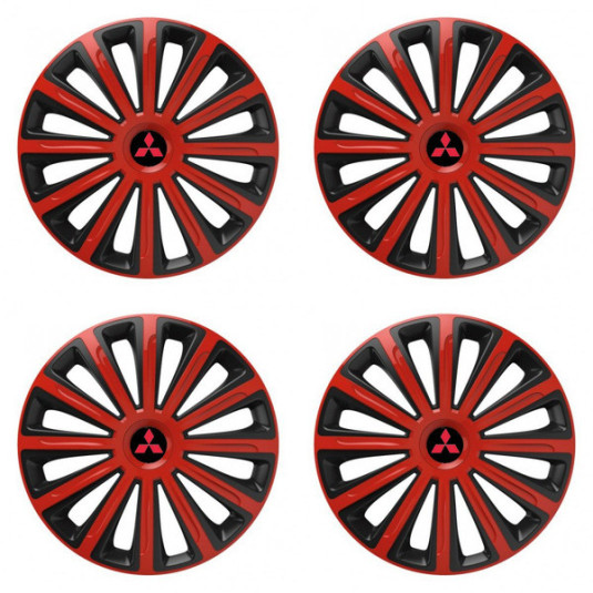 Puklice pre Mitsubishi (červené) 16 TREND red and black