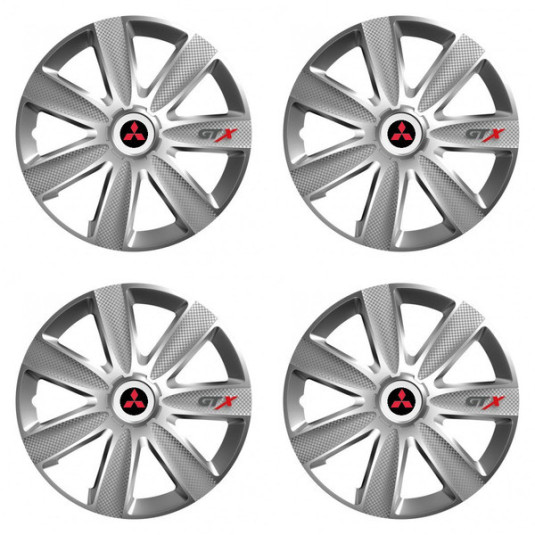 Puklice pre Mitsubishi (červené) 16 GTX CARBON silver