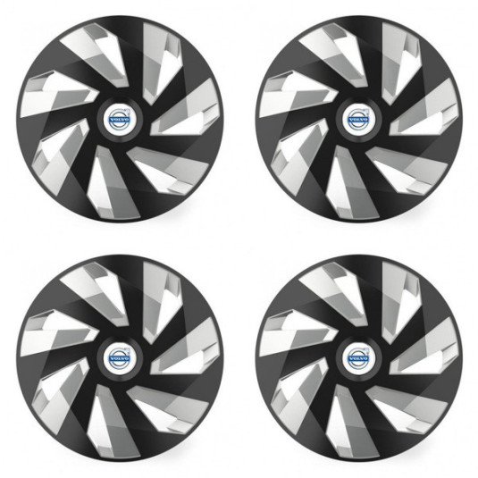 Puklice pre Volvo (biele) 14 Vector RC black and silver