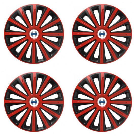 Puklice pre Volvo (biele) 15 TREND red and black