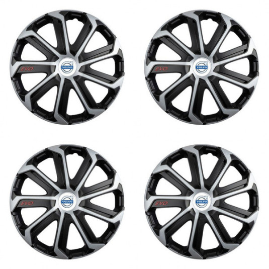 Puklice pre Volvo (biele) 16 Evo black&silver