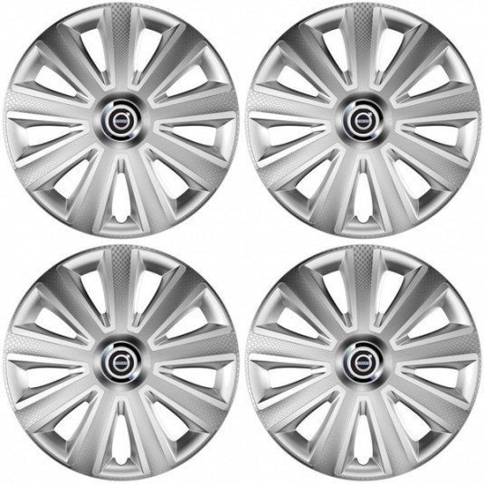 Puklice pre Volvo (čierne) 14 Aviator carbon RC silver