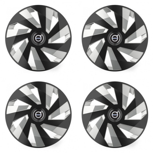 Puklice pre Volvo (čierne) 15 Vector RC black and silver