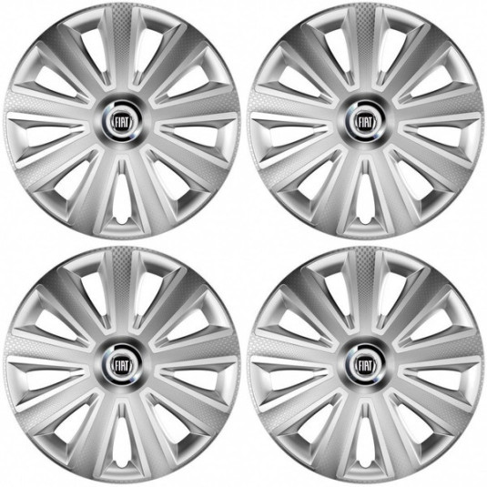 Puklice pre Fiat (čierny) 14 Aviator carbon RC silver