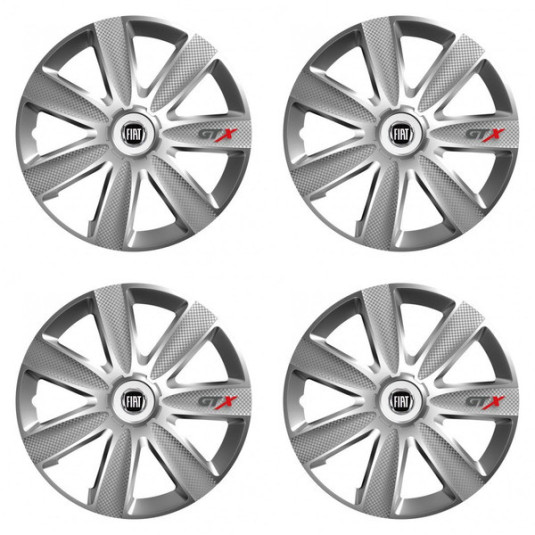 Puklice pre Fiat (čierny) 14 GTX CARBON silver