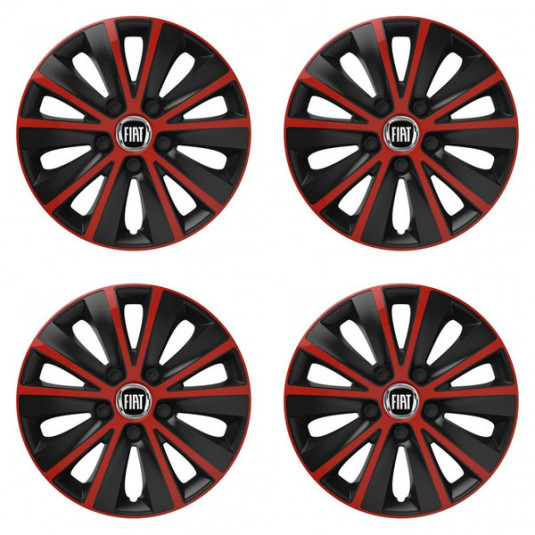 Puklice pre Fiat (čierny) 14 RAPIDE red and black