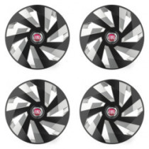 Puklice pre Fiat (červené) 14 Vector RC black and silver