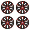 Puklice 14 RAPIDE red and black pre Fiat (červené) na ocelové disky. Pre kolesá o veľkosti R14 so živicovými samolepkami Fiat (červené).