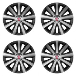 Puklice pre Fiat (červené) 15 Aviator carbon silver&black