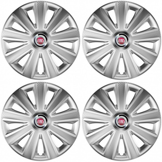 Puklice pre Fiat (červené) 15 Aviator carbon silver