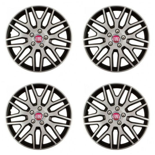 Puklice pre Fiat (červené) 15 Dakar NC silver and black