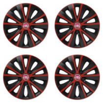Puklice pre Fiat (červené) 15 RAPIDE red and black