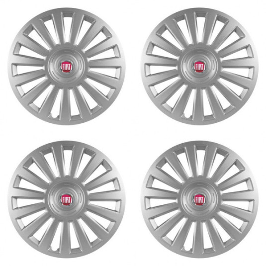 Puklice pre Fiat (červené) 16 Luxury