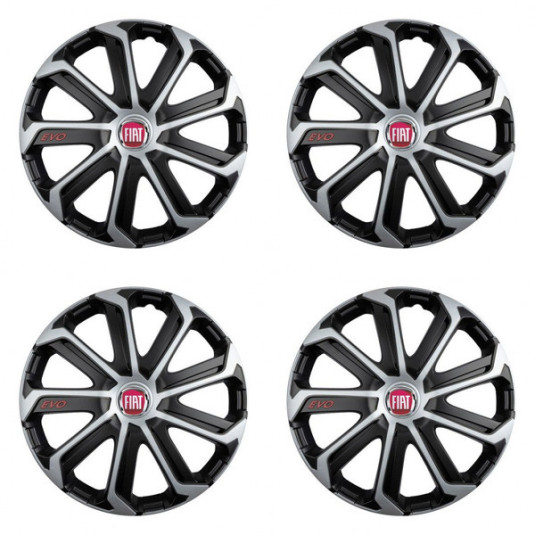 Puklice pre Fiat (červené) 16 Evo black&silver