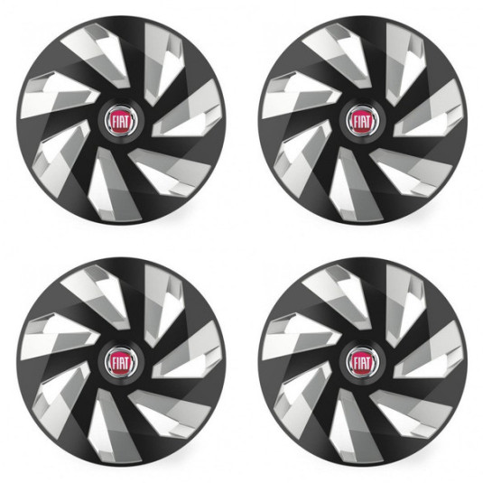 Puklice pre Fiat (červené) 16 Vector RC black and silver