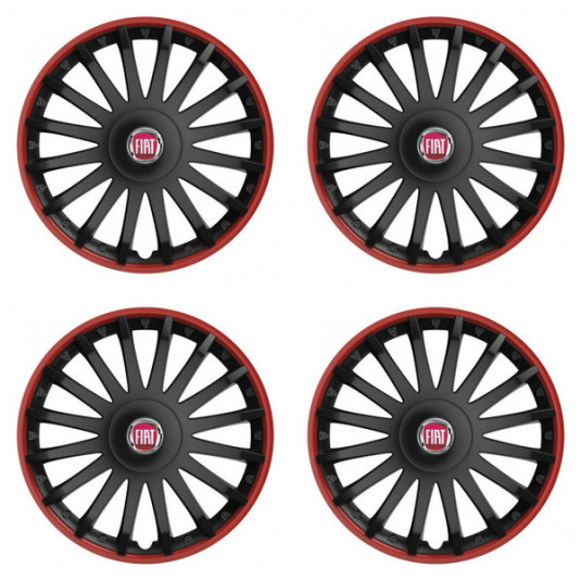 Puklice pre Fiat (červené) 16 CRYSTAL RO black