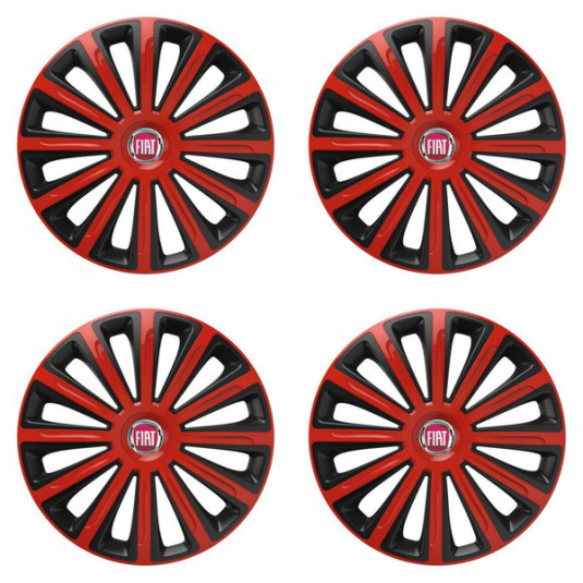 Puklice pre Fiat (červené) 16 TREND red and black