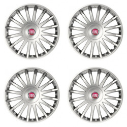 Puklice pre Fiat (červené) 16 CRYSTAL silver