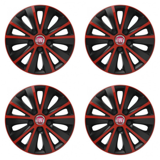 Puklice pre Fiat (červené) 16 RAPIDE red and black