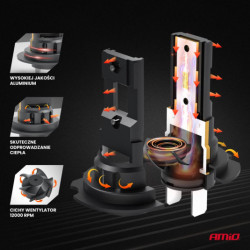 LED žiarovky X4-series AVIATOR H7/H18 6500K max 44W AMIO-03764