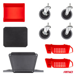 Dielenská stolička na kolieskach s úložným priestorom na náradie 150kg AMiO-04268