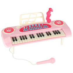 Klávesnica pre deti interaktívny klavír organ 37 klávesov mikrofón stojan ružová