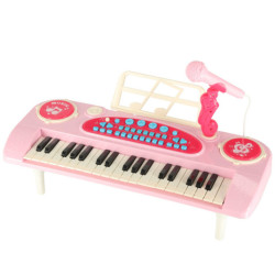 Klávesnica pre deti interaktívny klavír organ 37 klávesov mikrofón stojan ružová