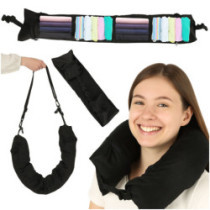 Cestovný vankúš cestovná rohovková opierka hlavy opierka krku úložný priestor na náplň čierna