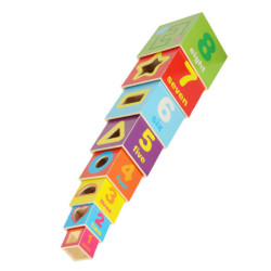 Vzdelávacia drevená veža triedička tvarov, ktorá sa učí počítať 71cm XXL