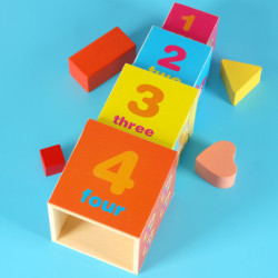Vzdelávacia drevená veža triedička tvarov, ktorá sa učí počítať 71cm XXL