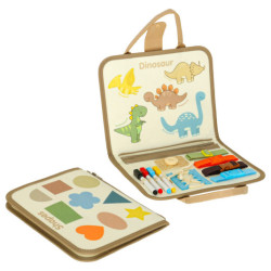 Senzorické zmyslové montessori manipulačné dosky dinosaurus prípad