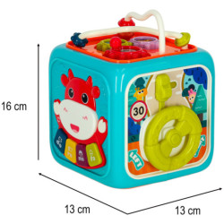 Vzdelávacia kocka interaktívne piano 6v1 Bibi-inn modrá