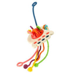 Montessori senzorická hračka pre bábätká šnúrky gombíky korálky