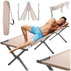 Skladacia turistická poľná posteľ- khaki