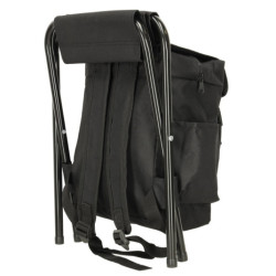 Turistická skladacia stolička s batohom- čierna