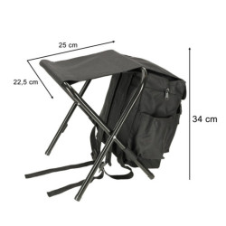 Turistická skladacia stolička s batohom- čierna