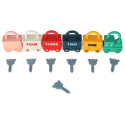 Vzdelávacia puzzle hra autíčka visiace zámky senzorická hračka Montessori