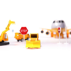 Dopravné lietadlo + 3 stavebné vozidlá