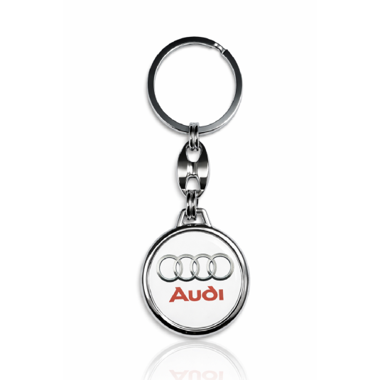 Kľúčenka živicová Audi okrúhla biela