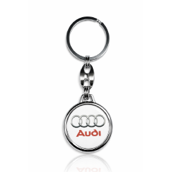 Kľúčenka živicová Audi okrúhla biela